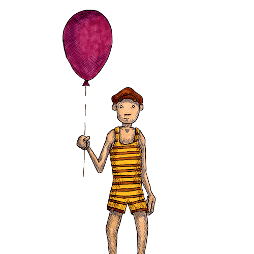 a doodle of a boy with baloon